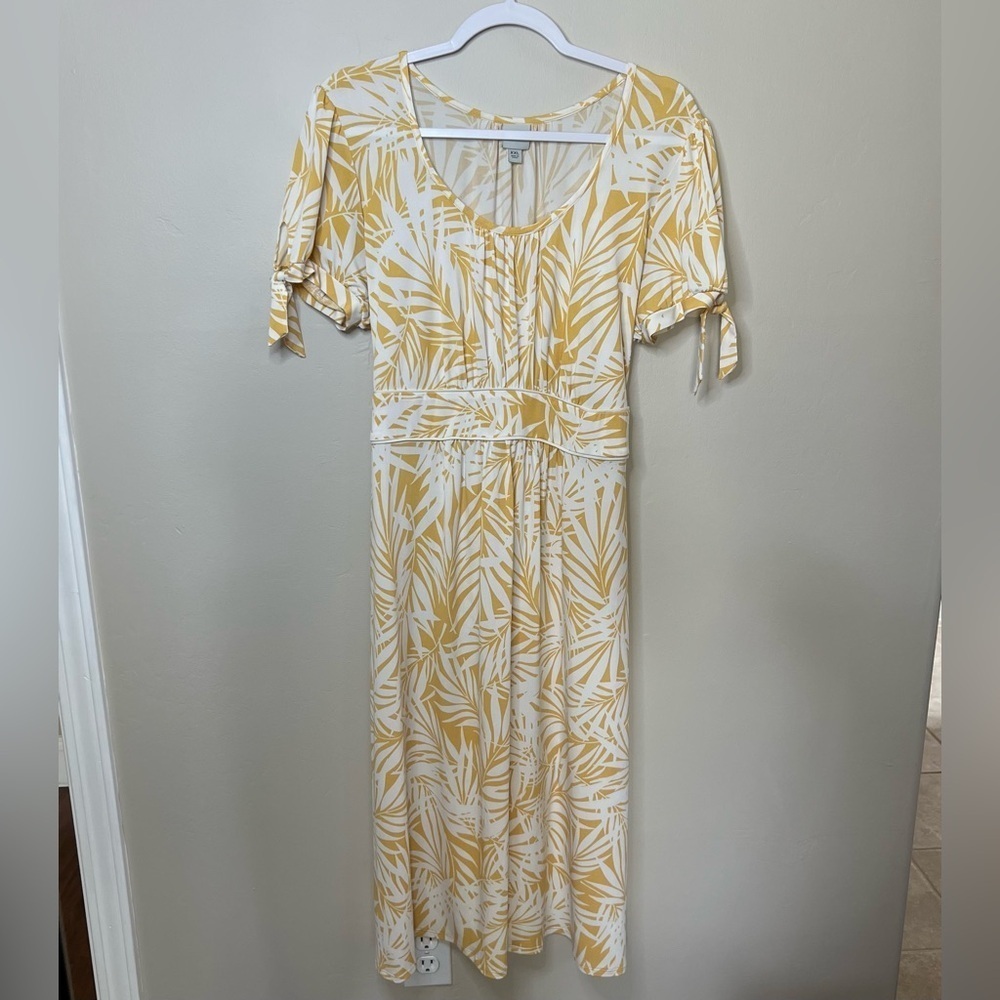 Merona Yellow and White Leaf Print Below the Knee Midi Dress size XXL